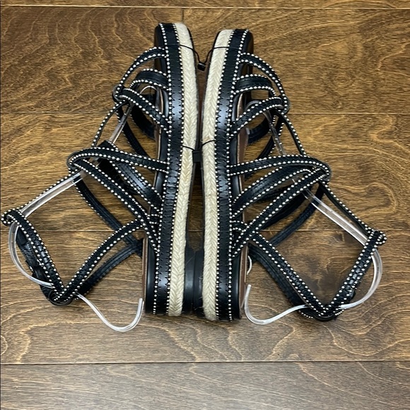 NWT, Alaia Leather Studded Espadrille Sandals - Picture 12 of 16